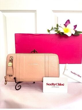 SEE by CHLOE ~Blush Pink Long Leather Wallet with Gold Hardware
